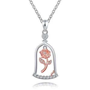 Beauty and the Beast Enchanted Rose Necklace